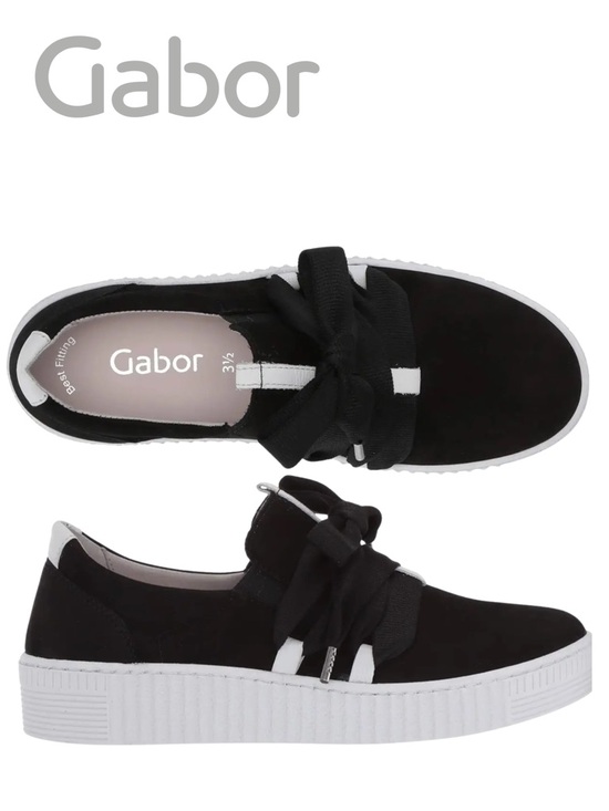 Gabor Shoes - GABOR Skyway Bow Suede Leather Ribbon Lace Platform Sneaker - UK5.5/ US8
